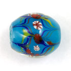 12mm x 15mm Teal Lampwork Bead with Flowers #2596-General Bead