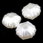8mm White Corrugated Pearl Rondelle-General Bead