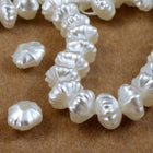 8mm White Corrugated Pearl Rondelle-General Bead