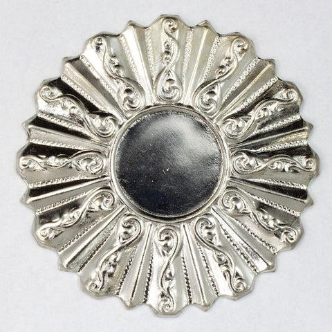 40mm Silver Ruffle Edge Cab Set (2 Pcs) #2623-General Bead