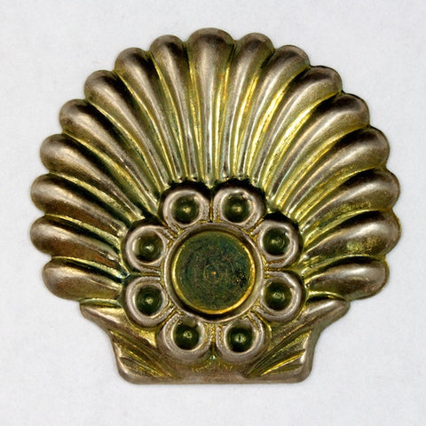 30mm Antique Silver Deco Shell Cabochon Setting (2 Pcs) #2634-General Bead