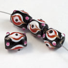12mm Black/White/Red Oval Bead #2750-General Bead