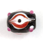 12mm Black/White/Red Oval Bead #2750-General Bead
