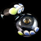 15mm Black/Blue/Green Leafy Lampwork Rondelle (4 Pcs) #LDC004a-General Bead