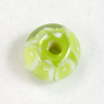 12mm Lime Green/White Lampwork Rondelle (4 Pcs) #2824-General Bead
