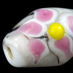 18mm White Barrel Lampwork with Pink Flowers #LDR008-General Bead