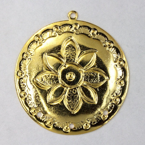 30mm Gold Daisy Circle with Loop (2 Pcs) #2844-General Bead