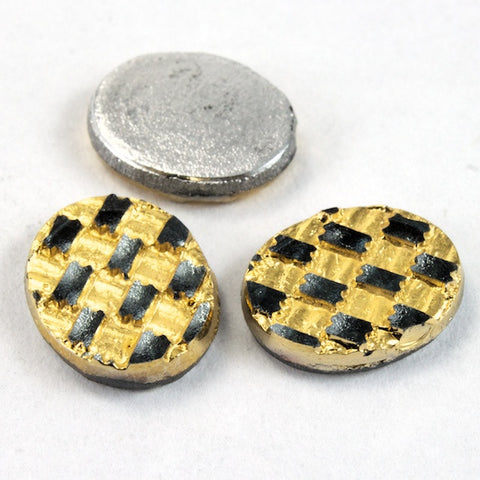 6mm x 8mm Gold and Grey Checkered Oval (2 Pcs) #XS4-F-General Bead