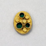 6mm x 8mm Gold Oval with Green Dots (2 Pcs) #XS4-B-General Bead