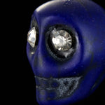 14mm Cobalt Howlite Skull w/ Rhinestone Eyes-General Bead