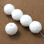 10mm Chalk White Faceted Bead (10 Pcs) #2903-General Bead