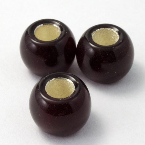 12mm Silver Lined Dark Ruby Rounded Crow Bead (4 Pcs) #2907-General Bead