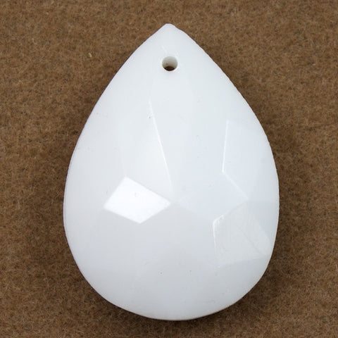 18mm x 25mm Chalk White Faceted Teardrop (2 Pcs) #2941-General Bead