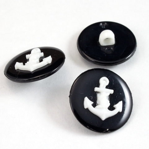 18mm Black/White Anchor Button-General Bead