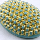 13mm x 18mm Gold on Turquoise Oval Cabochon #XS3-I-General Bead