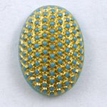 13mm x 18mm Gold on Turquoise Oval Cabochon #XS3-I-General Bead
