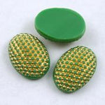 13mm x 18mm Gold on Green Oval Cabochon #XS3-J-General Bead