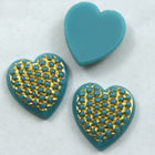 15mm Gold on Turquoise Heart #XS3-B-General Bead