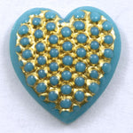 15mm Gold on Turquoise Heart #XS3-B-General Bead