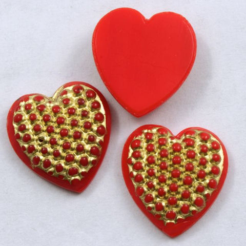 15mm Gold on Red Heart #XS3-A-General Bead