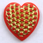 15mm Gold on Red Heart #XS3-A-General Bead