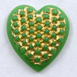 15mm Gold on Green Heart #XS3-C-General Bead