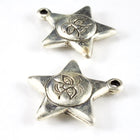 26mm Antique Silver Star with Moon Face (2 Pcs) #3137-General Bead