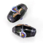 25mm Emerald Lampwork Barrel (2 Pcs) #3156-General Bead