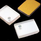 10mm x 15mm Pale Pink Frosted Rectangle with Rhinestone (4 Ps) #3185-General Bead