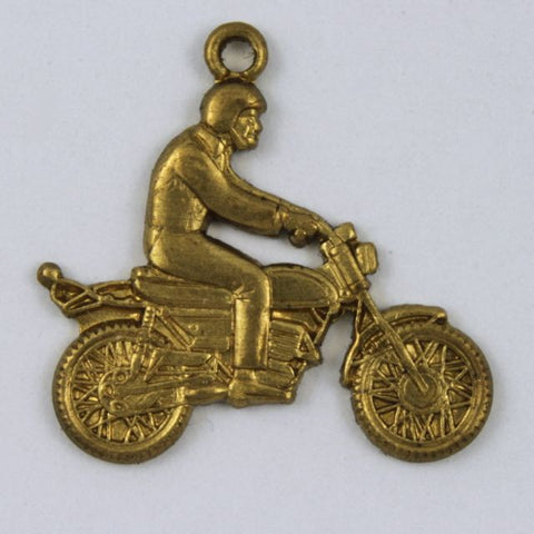 22mm Raw Brass Motorcycle with Rider #318-General Bead