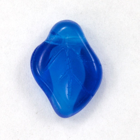 10mm Curved Capri Blue Glass Leaf (10 Pcs) #3193-General Bead