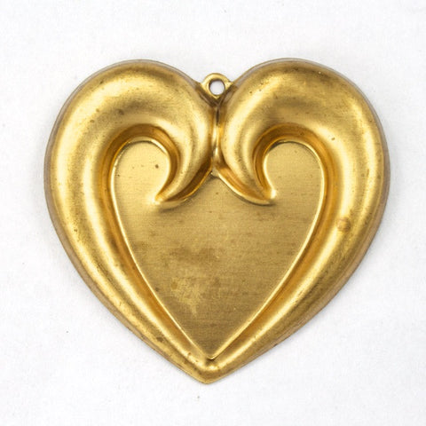 30mm Raw Brass Swoop Heart Charm (2 Pcs) #3195-General Bead
