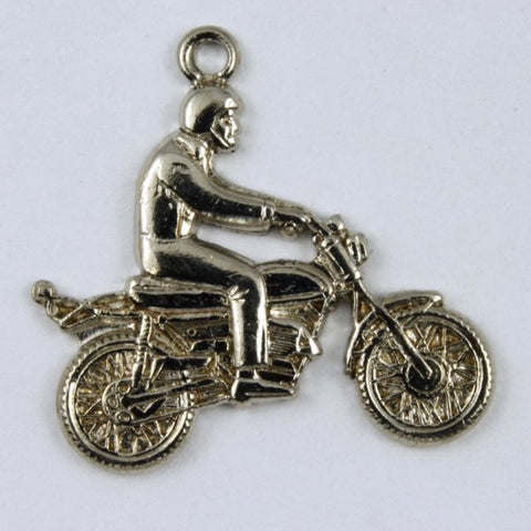 22mm Silver Colored Motorcyle with Rider #319-General Bead