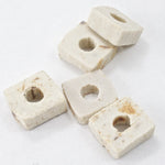 10mm Mottled Cream and Brown Ceramic Flat Square Bead-General Bead
