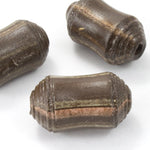 17mm x 30mm Brown Stripe Ceramic Tapered Cylinder-General Bead