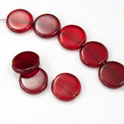 12mm Transparent Ruby Flat Disc Bead (12 Pcs) #3218-General Bead