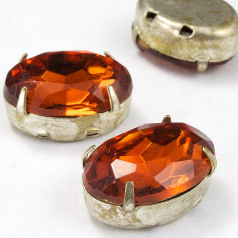 13mm x 18mm Smoked Topaz/Silver Oval Sew-on #3242-General Bead