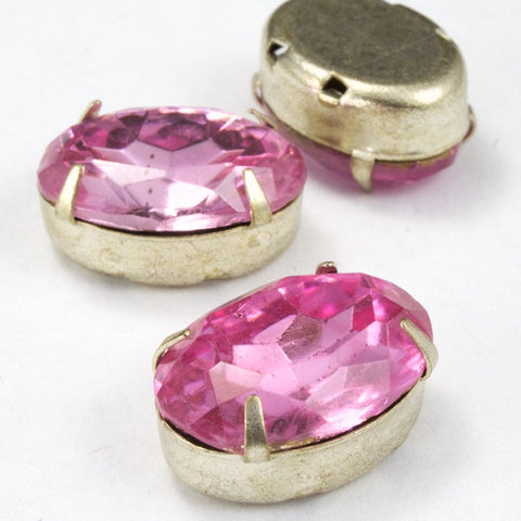 13mm x 18mm Pink/Silver Oval Sew-on #3243-General Bead