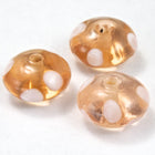 12mm Light Rose Rondelle with White Dots (8 Pcs) #3244-General Bead