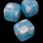 8mm Aqua Cube with Dots (4 Pcs) #3245-General Bead