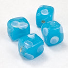 8mm Aqua Cube with Dots (4 Pcs) #3245-General Bead