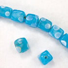 8mm Aqua Cube with Dots (4 Pcs) #3245-General Bead