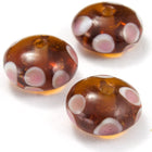 15mm Topaz Rondelle with Pink Dots (8 Pcs) #3262-General Bead