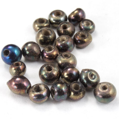 3mm- 4mm Iridescent Brown Bead Strand #3266-General Bead