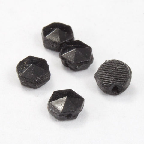 4mm Antique Black Glass Hexagon Nailhead (50 Pcs) #3270-General Bead