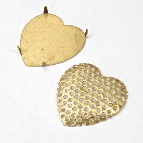 25mm Brass Heart Screen and Back (2 Sets) #3271-General Bead
