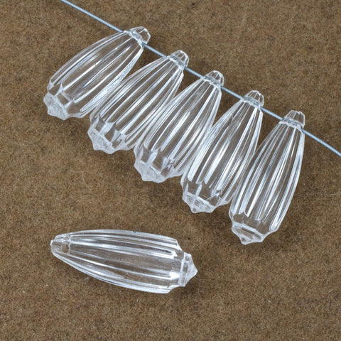 20mm Clear Grooved Drop-General Bead