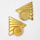 38mm Raw Brass Art Deco Triangle Cab Set Pair #3280-General Bead