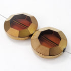 24mm Dark Topaz/Gold Round Bead #3287-General Bead