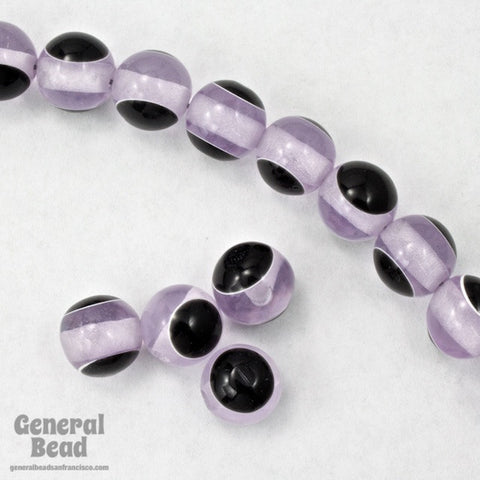 8mm Light Amethyst/Black Dot Bead-General Bead